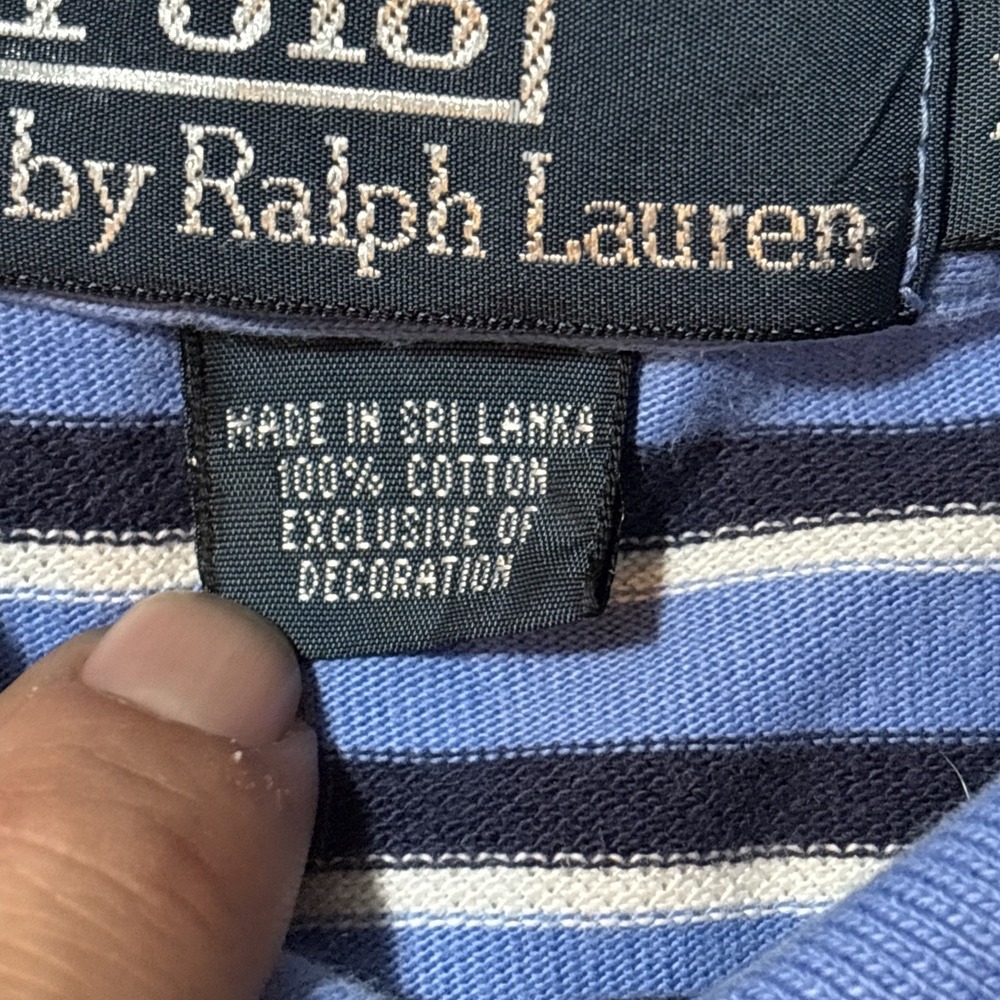 Polo Ralph Lauren Mens XL Blue‎ Striped Short Sleeve Cotton Pique Polo Shirt - Picture 4 of 7